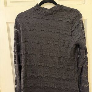 Cable & Gauge- NWT Jet Black Stretch Lace Blouse